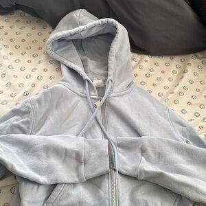 Divided Light Blue Zip-Up Crop Hoodie